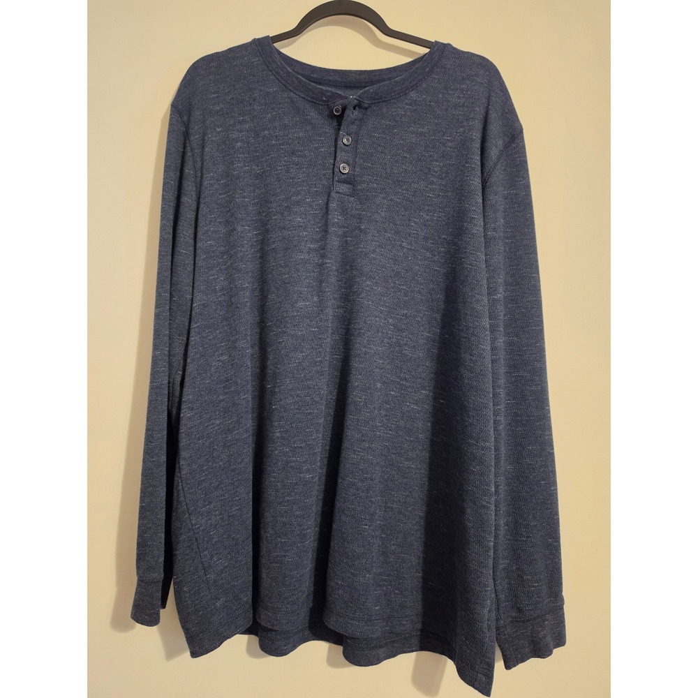 George Henley Shirt Mens 2XLT Blue Cotton Blend Long Sleeve Classic Minimalist